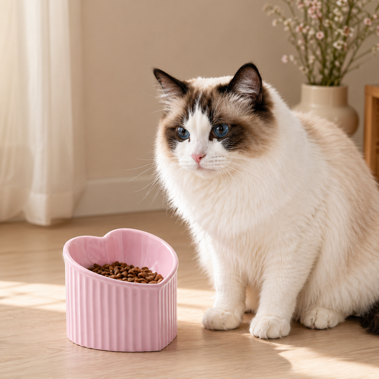 Rosy Heart Ceramic Pet Bowl