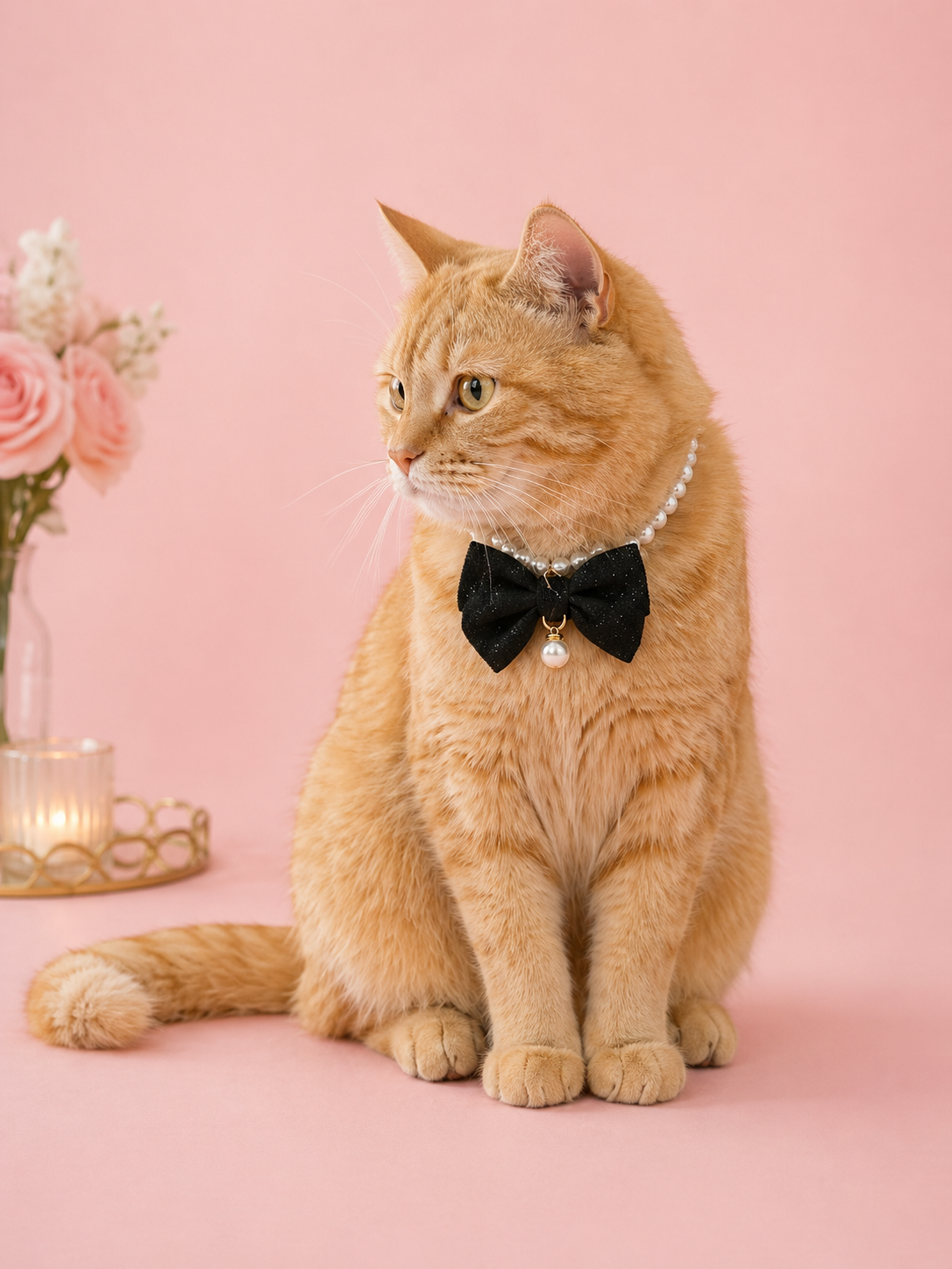 Sweet Bow Pearl Pet Collar