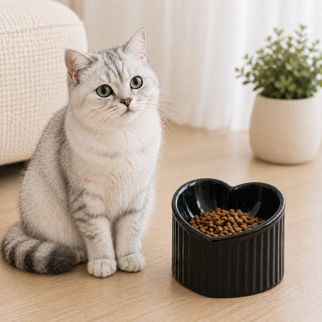 Rosy Heart Ceramic Pet Bowl