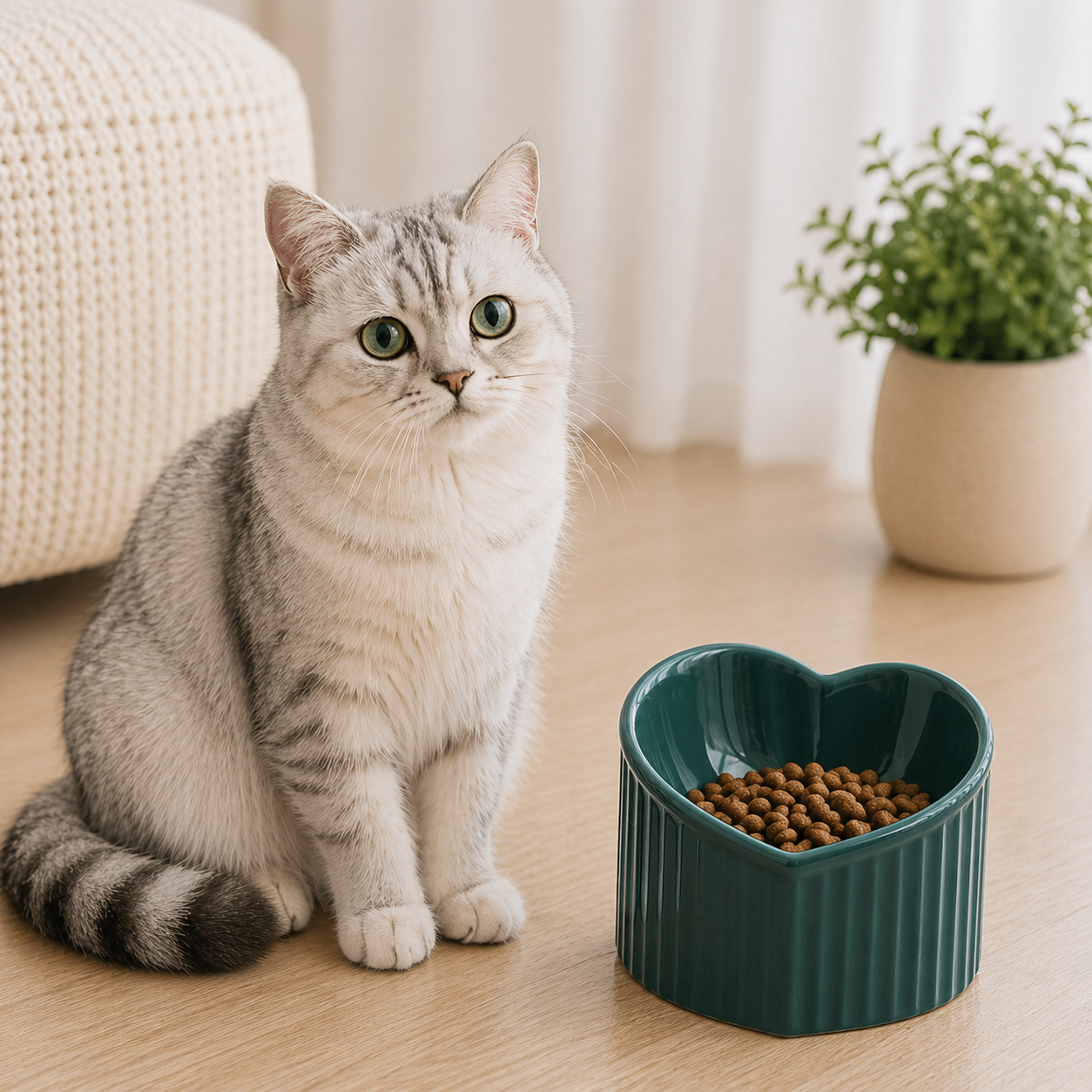 Rosy Heart Ceramic Pet Bowl