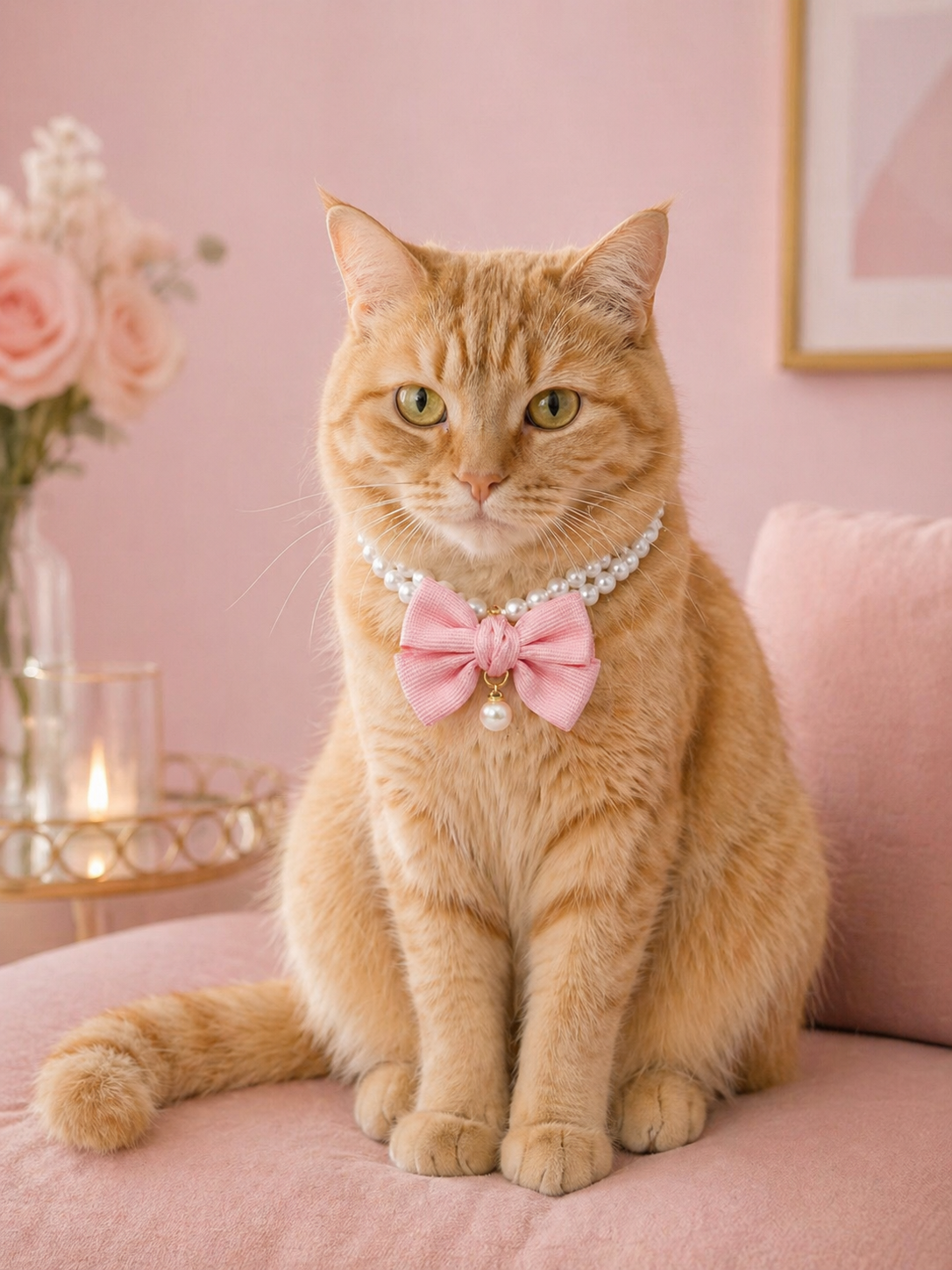 Sweet Bow Pearl Pet Collar