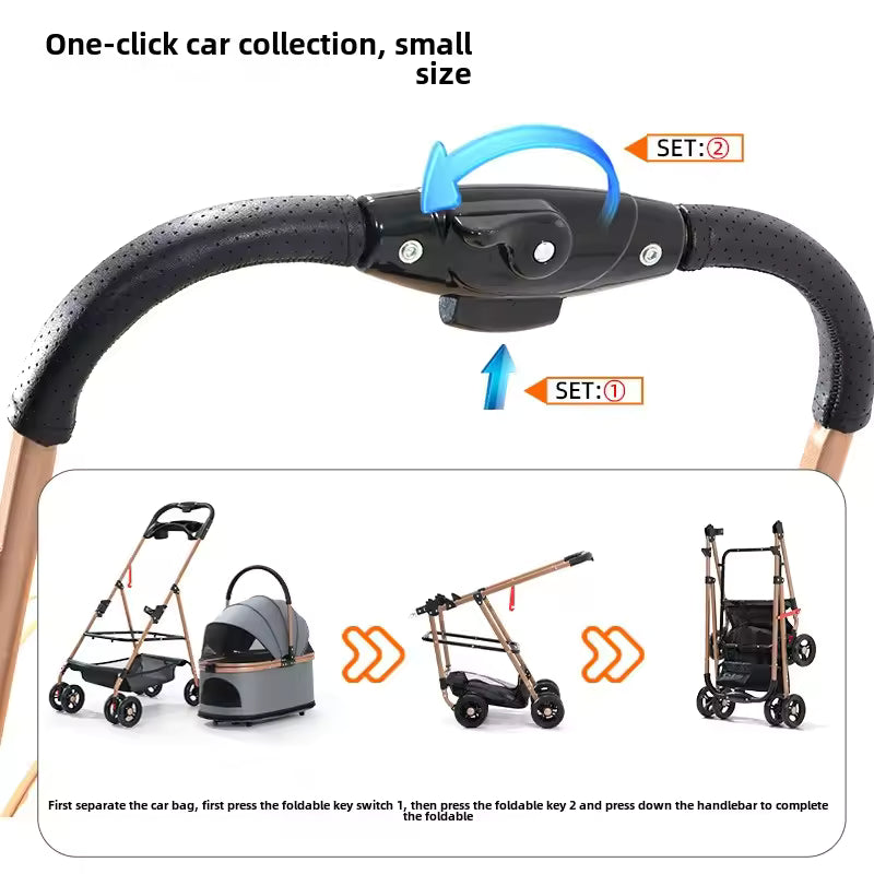Luxe Classic Alloy 3-in-1 Pet Stroller